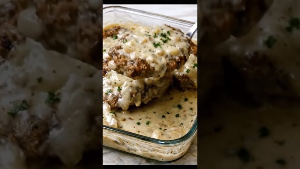 🥩🥣 Creamy Baked Salisbury Steak (4-Ingredient Sunday Classic)