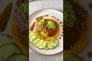 Episode 2 of One Chicken, Eight Fine Dining, miso glazed chicken thigh with sesame sweet potato