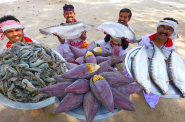30kg Big Chital fish & Bengali famous Mocha Chingri recipe cooking for village people