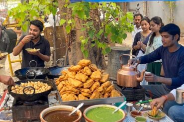 Simple 8am breakfast setup under tree | Indian street food | Food ASMR
