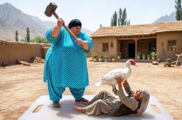 Life in Iranian Mountain Village | Cooking Roasted Duck, Buying Fresh Bread, and Rural Life