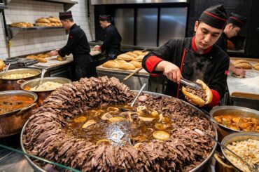 Ultimate Turkish Meat Trays and Fresh Bread Inside an Istanbul Restaurant