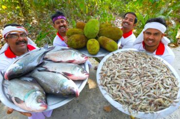 Bengali special Echor Chingri & Katla kalia cooking for village people | villfood Kitchen recipes