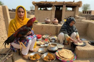 Village Women Cooking Desi Rooster & Village Traditional Food | Pakistan Village Life
