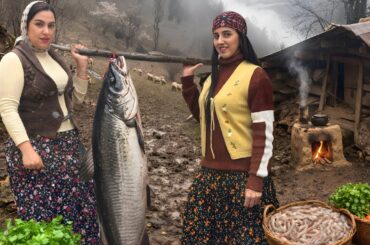 Traditional Iranian Cooking in the Village | Giant Fish, Fresh Shrimp & Nowruz Celebration 🌿🔥