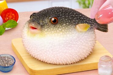 Recipes for Seafood Lover 🐟 How To Cook Flamin Hot Cheetos Fried Pufferfish 🐡Tina Mini Cooking