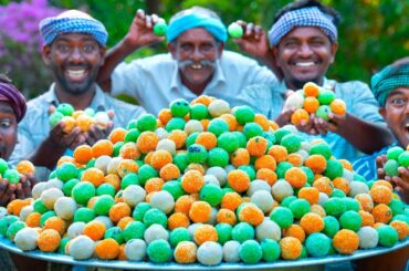 SWEET BALLS | COLORFUL RAVA LADDU | Sooji Ladoo Recipe Cooking in Village | Easy Festival Sweet