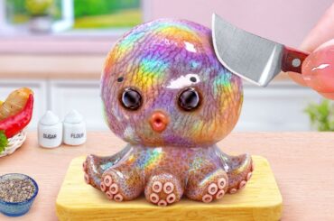 Recipes for Seafood Lover 🐟✨ Miniature Fried Octopus with Korean Spicy Sauce 🌶️ Tina Mini Cooking