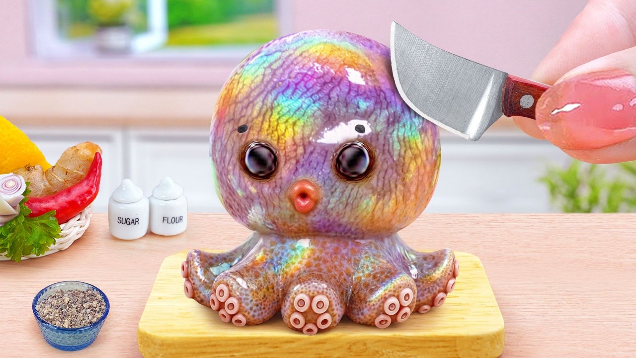 Recipes for Seafood Lover ๐โจ Miniature Fried Octopus with Korean Spicy Sauce ๐ถ๏ธ Tina Mini Cooking Recipes for Seafood Lover ๐โจ Miniature Fried Octopus with Korean Spicy Sauce ๐ถ๏ธ Tina Mini Cooking