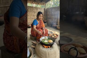 Hot pitha fried in a village clay oven | #shorts #cooking #recipe #PithaRecipe