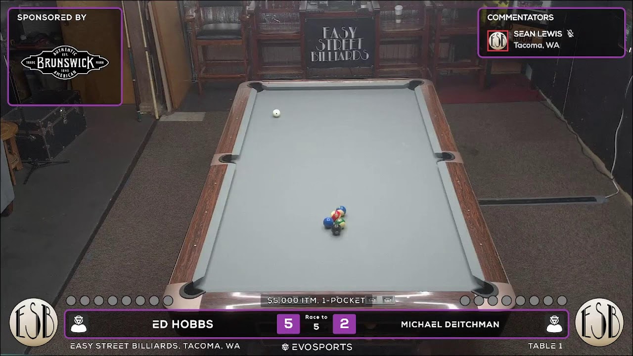 ED HOBBS vs MICHAEL DEITCHMAN – EASY STREET BILLIARDS – TABLE 1 | EvoSports ED HOBBS vs MICHAEL DEITCHMAN - EASY STREET BILLIARDS - TABLE 1 | EvoSports