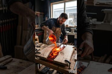 "l Poured Lava Into a Dining Table.."#epoxyresin #woodworking #oddlysatisfying #shorts