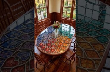 A dining table that turns colorful resin into a stunning centerpiece