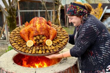 Grandma Roasts Giant Turkey with Stuffed Grape Leaves - Truly Worth Seeing