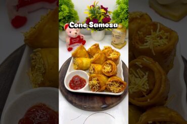 Cone Samosa 😋 #shortsfeed #recipe #food #conesamosa #samosa #cooking #shorts
