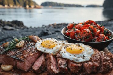 Butter Garlic Steak with Eggs | Alaska Outdoor Cooking