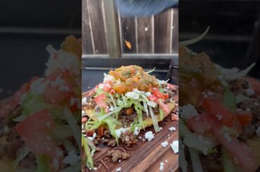 Let’s make a ground beef tostada on the Blackstone griddle #blackstone #cooking #blackstonegriddle ￼
