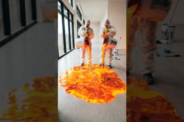 We Turned a Dining Floor Into REAL Lava 😳🔥 Epoxy Transformation #epoxyfloor #interiordesign