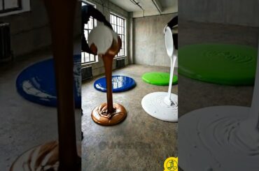 Deep Blue & Bronze Swirl Epoxy Floor in Industrial Dining Room 🤩