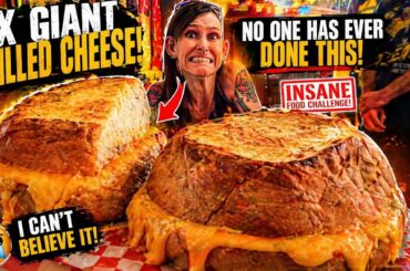 THE WHEEL!! 2 INSANELY HUGE GRILLED CHEESE CHALLENGEs ~ MOLLY SCHUYLER EATS ~ MOM VS FOOD