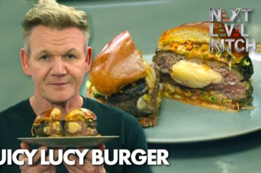 Gordon Ramsay's Korean Style Juicy Lucy Burger with Kimchi Slaw