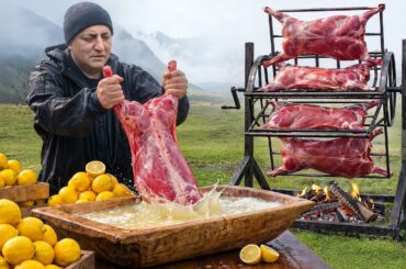 Giant Wheel Rotisserie Lamb With Fresh Lemon Juice!