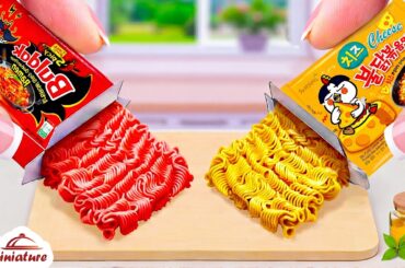 Best Of Korean Food 😋 How To Make Mini Spicy Buldak Noodles Vs Cheese Ramen | ASMR Cooking Mini Food