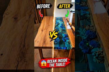 Amazing Epoxy River Dining Table 🌊✨ | Luxury Ocean Table Design #Shorts