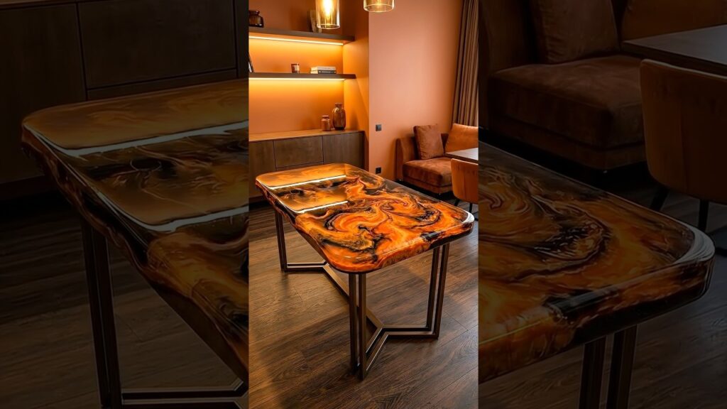 Satisfying Resin Pour: Making a Luxury Lava Table! 🔥