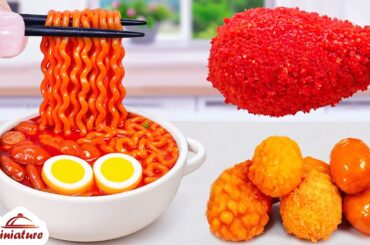 Best Combo Food 🤗 How To Make Mini Fried Chicken With Spicy Korean Noodles & Sausages