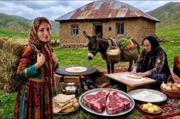 Daily Rural Life in Iran | Cooking Stuffed Chicken + Lamb Neck Stew & Steak
