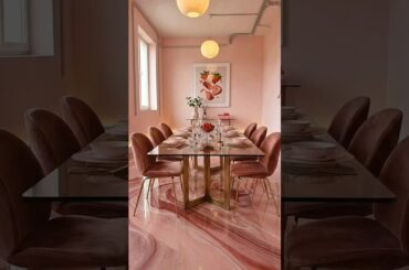 Strawberry Dining Room Makeover 🍓 | Pink Epoxy Floor Transformation (Luxury Timelapse) #short