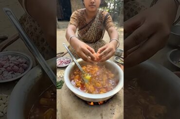 Cooking spicy chicken with eggs in a village clay oven 🔥🍗 | #shorts #recipe #cooking #ChickenRecipe