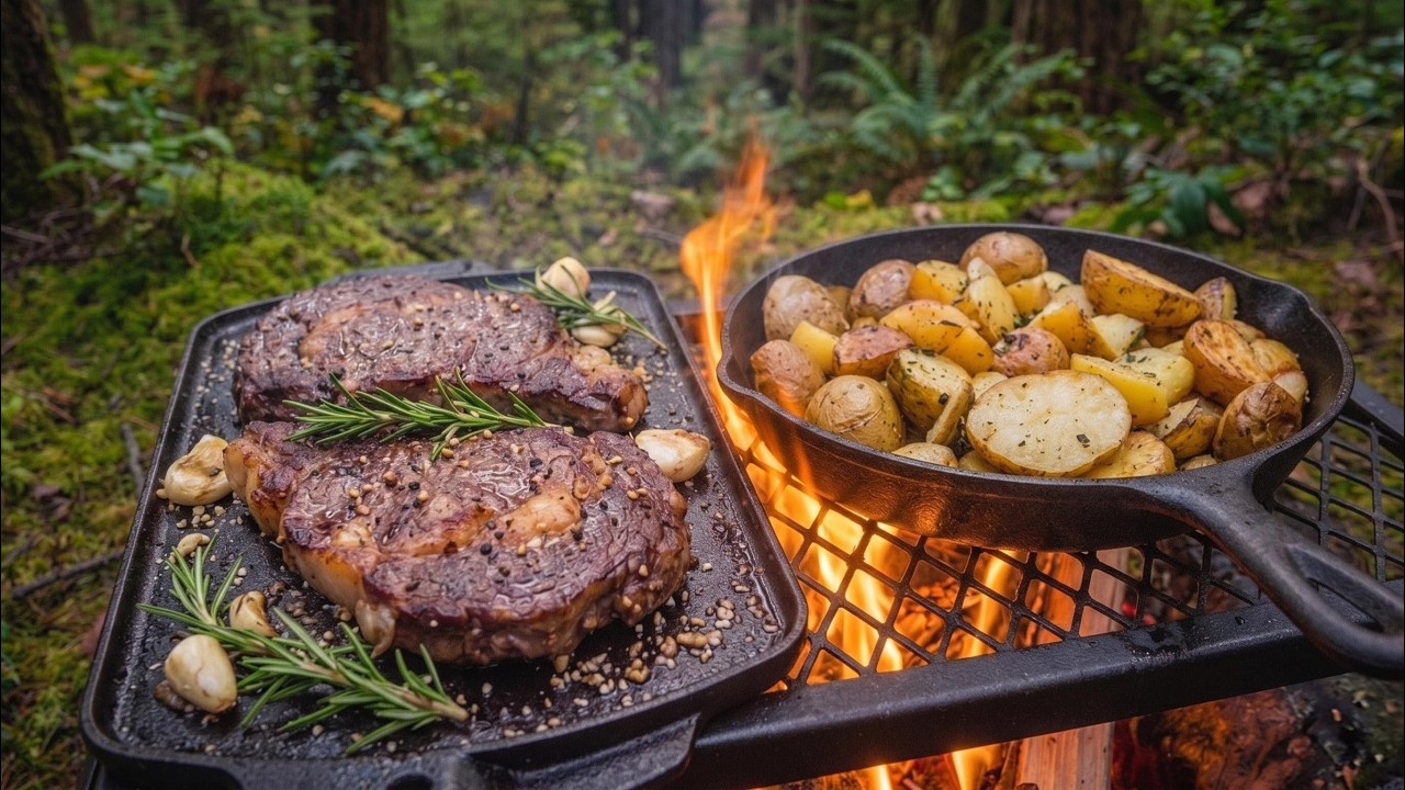 Cooking Steak in the Rain | Wild Alaska Forest Cooking Steak in the Rain | Wild Alaska Forest
