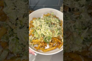 viral caesar salad loaded fries recipe 🥗🍟#recipe #shorts #cooking #fries #food #easyrecipe #snacks