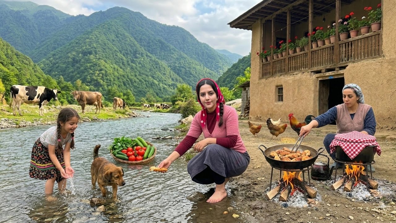 IRAN village life; Cooking chicken thighs under rice IRAN village life; Cooking chicken thighs under rice