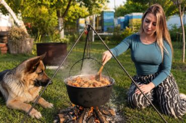 Cooking Uzbek Beef Plov Over Fire | Simple Village Life ASMR