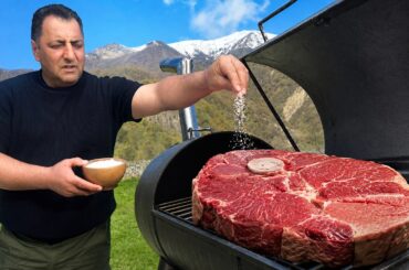 Big Smoked Cheese Steak Cooked In Wild Mountains!