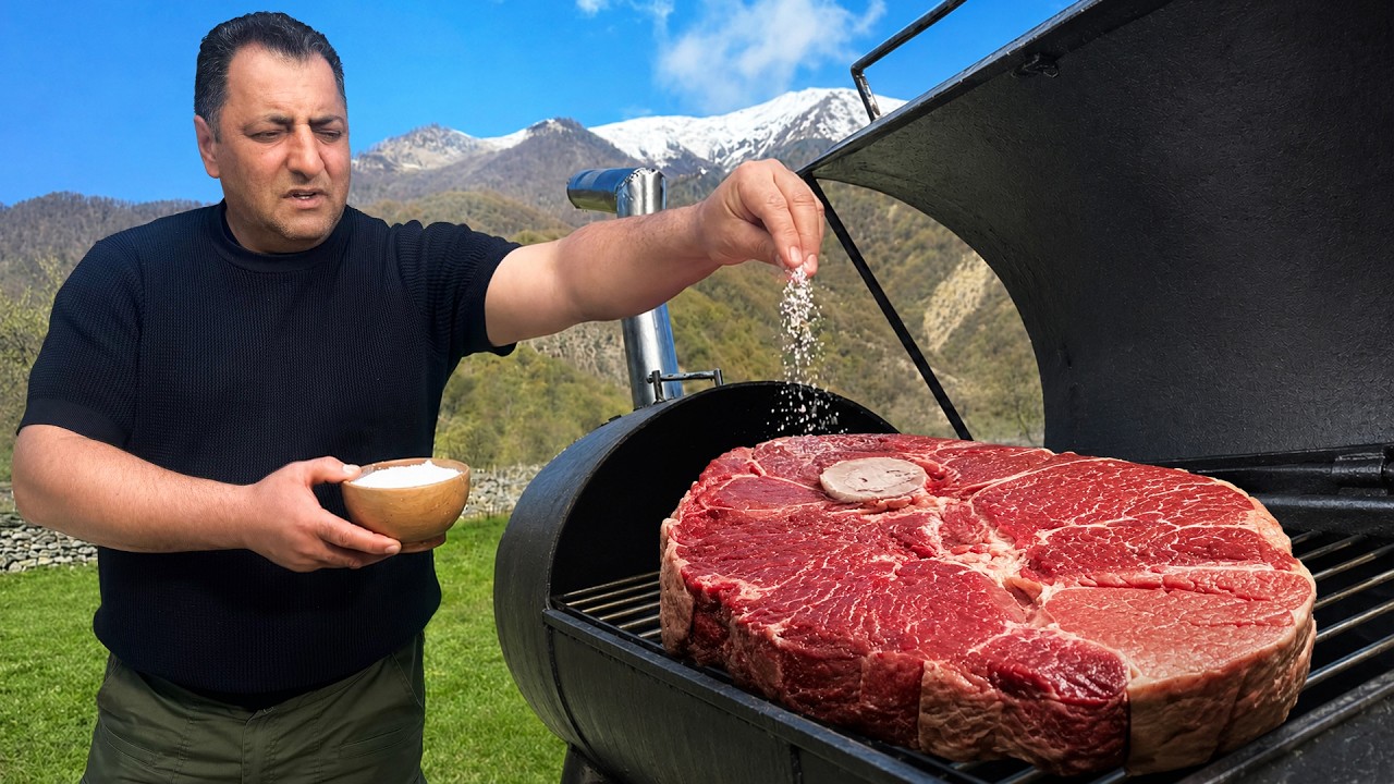 Big Smoked Cheese Steak Cooked In Wild Mountains! Big Smoked Cheese Steak Cooked In Wild Mountains!