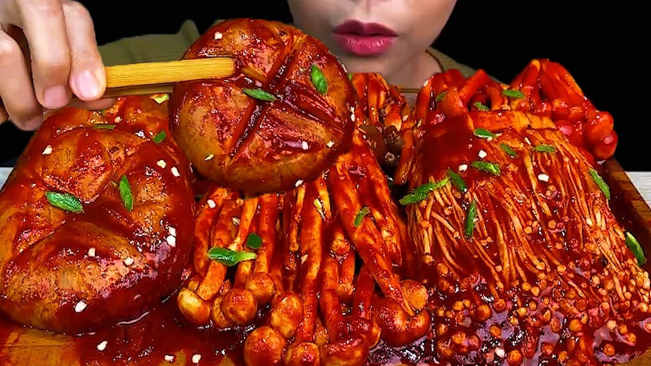 Eating Spicy Food|| Spicy Enoki Mushroom ||MUKBANG Mushroom Eating Spicy Food|| Spicy Enoki Mushroom ||MUKBANG Mushroom