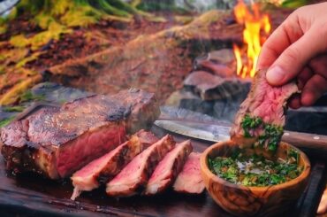 I Cooked Ribeye Steak on a Hot Stone in Alaska
