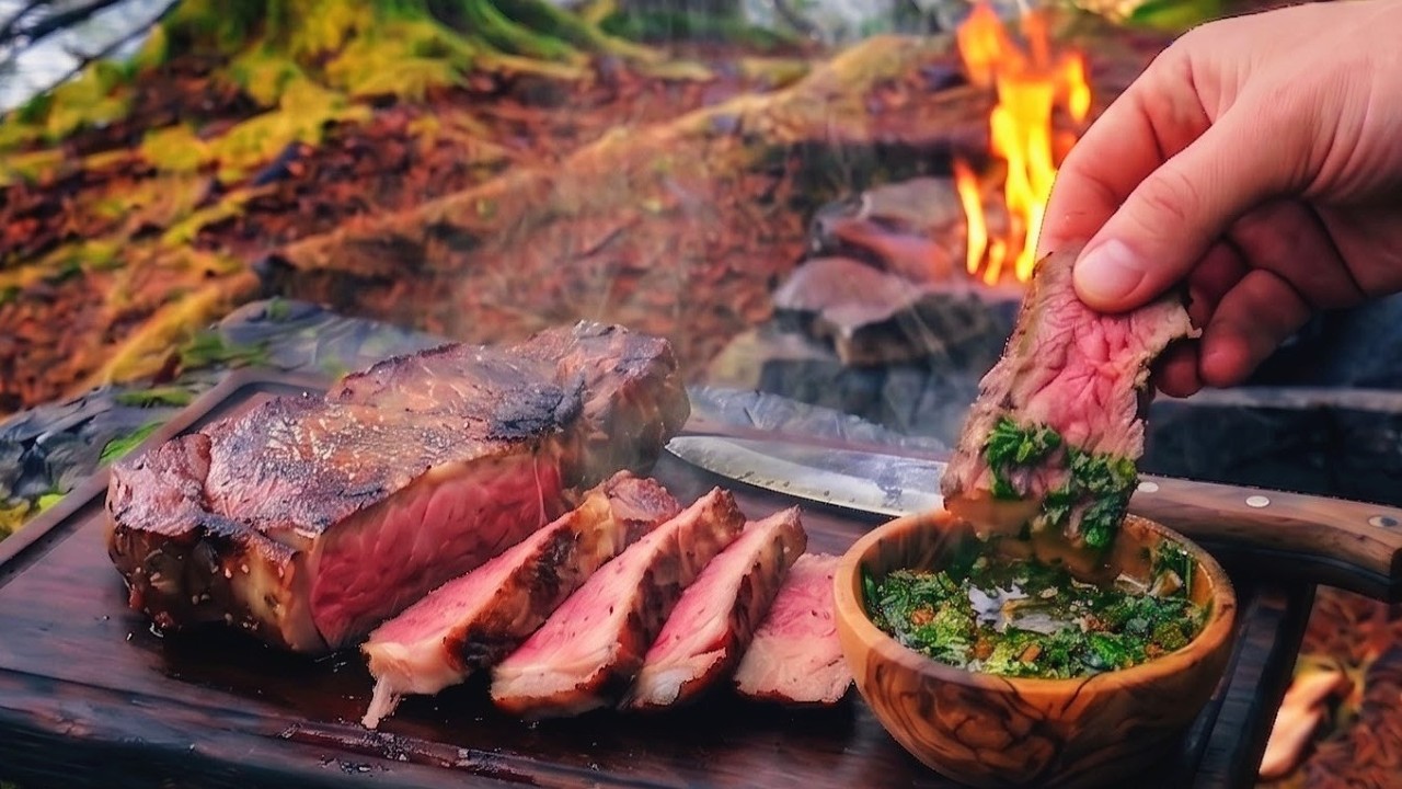 I Cooked Ribeye Steak on a Hot Stone in Alaska I Cooked Ribeye Steak on a Hot Stone in Alaska