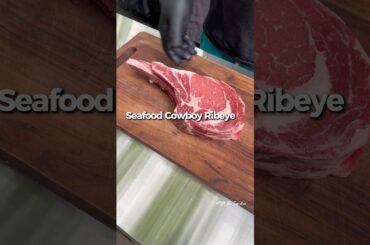 Seafood Ribeye 😮‍💨 #outdoorcooking #cooking #bbq #seafood #steak
