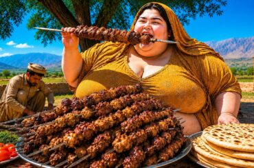 Simple Village Cooking in Afghanistan | Charcoal Grilled Lamb Kebab Skewers with Fresh Naan