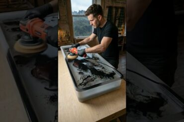 Matte Black Dining Table 🖤✨  Luxury Epoxy Resin DIY #diy #epoxyart #diningtabledesign #resindiy