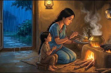 Rainy Day in an Indian Village | Cooking, Family & Train Ambience | Ghibli ASMR