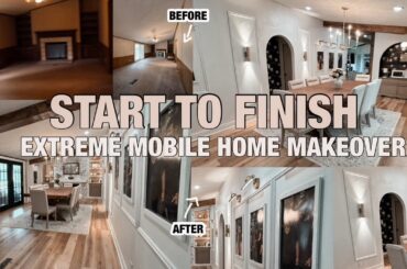 START➡️FINISH EXTREME MOBILE HOME DINING ROOM MAKEOVER | OLD DOUBLE WIDE TRAILER TOUR! ROOM REVEAL!