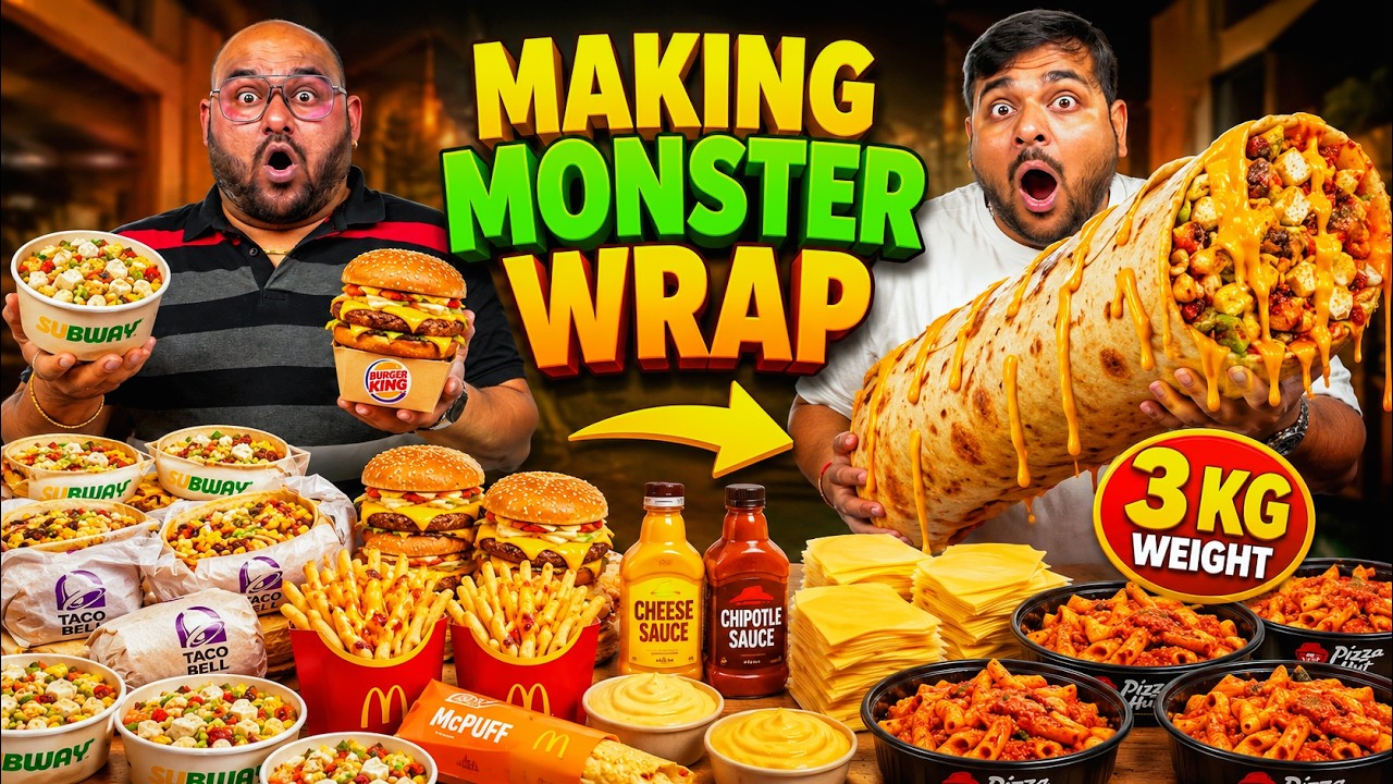 We Made A MONSTER Wrap Using Every Fast Food Brand | Viwa Food World We Made A MONSTER Wrap Using Every Fast Food Brand | Viwa Food World