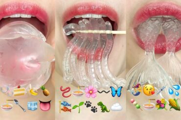 asmr CLEAR EMOJI FOOD JELLY CHALLENGE MUKBANG (SLEEP & RELAXING) 투명 이모지 먹방 모음집 eating sounds
