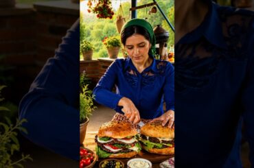 Traditional Beef Burger Cooking in an Iranian Village #food #cooking #beefburger #iran